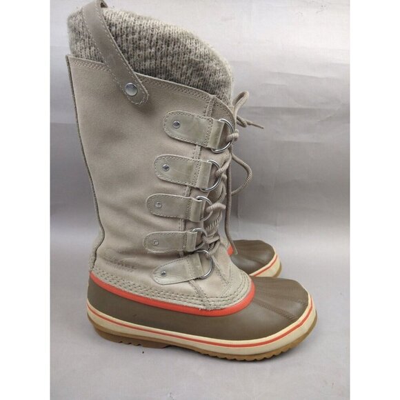 Sorel Boots Women's Size 8 Joan Of Arctic Winter Snow Tan Orange Leather - Picture 2 of 13
